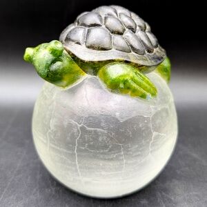 Margit Toth Art Glass Turtle Sculpture Paperweight, Signed 1998,Pate De Verre
